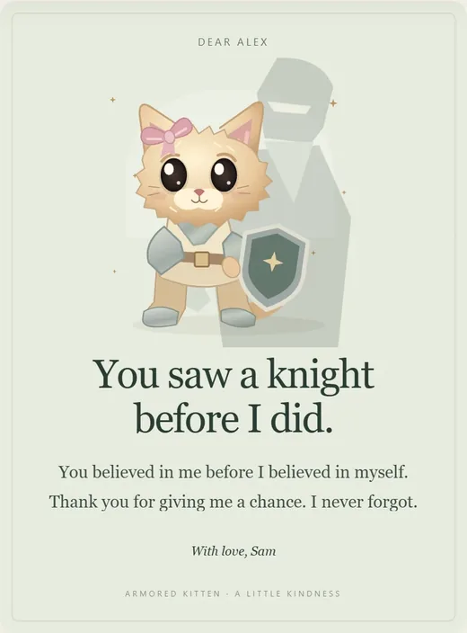 A thank-you card for the first person who believed in you